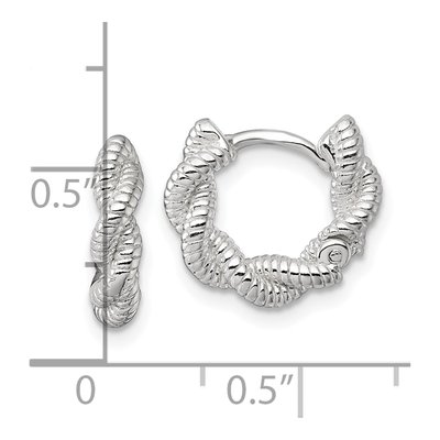 Sterling Silver 11mm Twisted Huggie Hoop Earrings – view 4