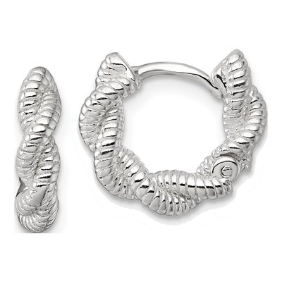 Sterling Silver 11mm Twisted Huggie Hoop Earrings