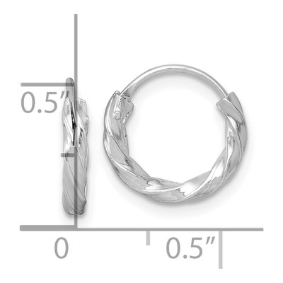 Sterling Silver 13mm Twisted Endless Huggie Hoop Earrings – view 4