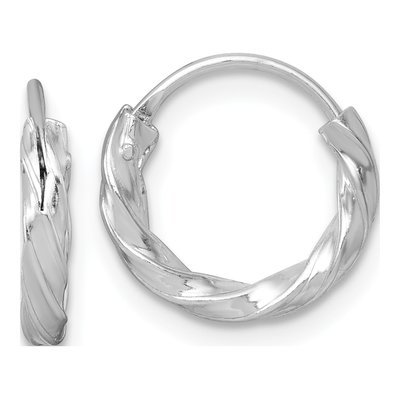 Sterling Silver 13mm Twisted Endless Huggie Hoop Earrings