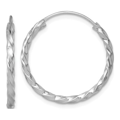 Sterling Silver 26mm Twisted Endless Hoop Earrings