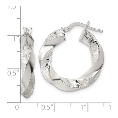 Sterling Silver 27mm Greek Key Twisted Hoop Earrings – view 4