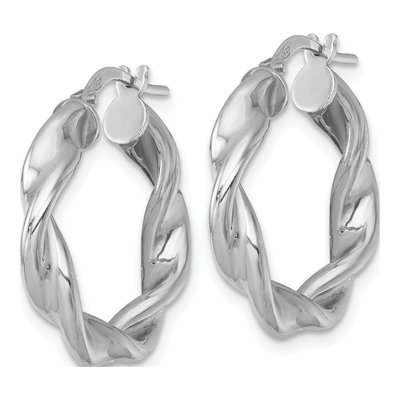 Sterling Silver 24mm Twisted Round Hoop Earrings – view 3