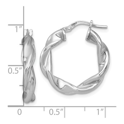 Sterling Silver 24mm Twisted Round Hoop Earrings – view 4