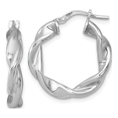 Sterling Silver 24mm Twisted Round Hoop Earrings