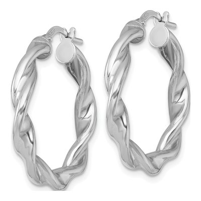 Sterling Silver 28mm Twisted Hoop Earrings – view 3
