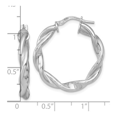 Sterling Silver 28mm Twisted Hoop Earrings – view 4
