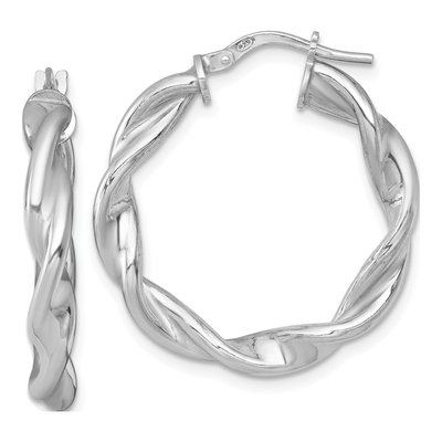 Sterling Silver 28mm Twisted Hoop Earrings