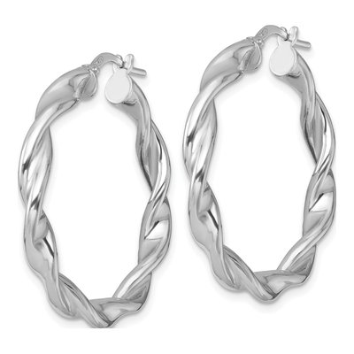 Sterling Silver 35mm Twisted Hoop Earrings – view 3