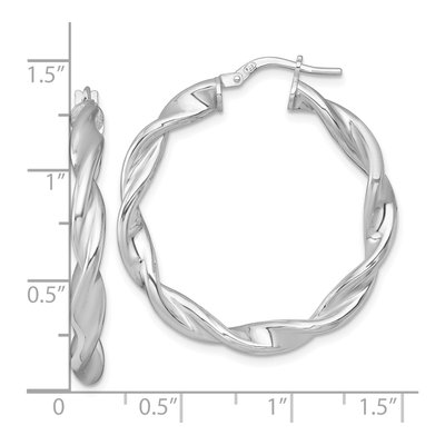 Sterling Silver 35mm Twisted Hoop Earrings – view 4