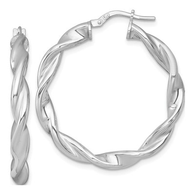 Sterling Silver 35mm Twisted Hoop Earrings