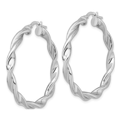 Sterling Silver 41mm Twisted Round Hoop Earrings – view 3