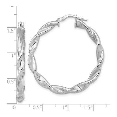 Sterling Silver 41mm Twisted Round Hoop Earrings – view 4