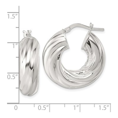 Sterling Silver 27mm Twisted Tube Hoop Earrings – view 4