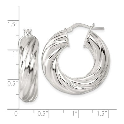 Sterling Silver 31mm Twisted Tube Hoop Earrings – view 4