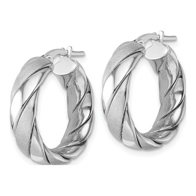 Sterling Silver 23mm Twisted Tube Hoop Earrings – view 3