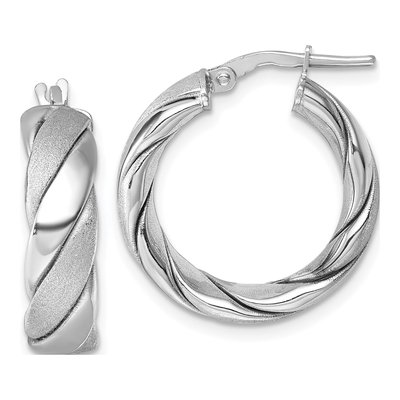 Sterling Silver 23mm Twisted Tube Hoop Earrings