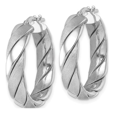 Sterling Silver 28mm Twisted Tube Hoop Earrings – view 3