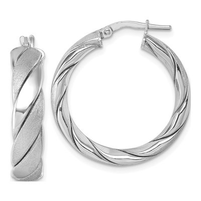 Sterling Silver 28mm Twisted Tube Hoop Earrings