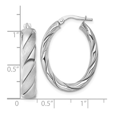 Sterling Silver Twisted Oval Hoop Earrings – view 4