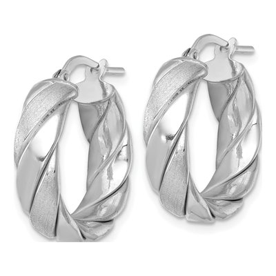 Sterling Silver 23mm Textured Tube Hoop Earrings – view 3