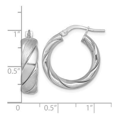Sterling Silver 23mm Textured Tube Hoop Earrings – view 4