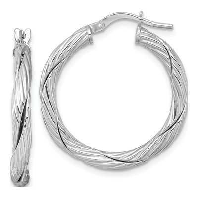 Sterling Silver 27mm Twisted Hoop Earrings