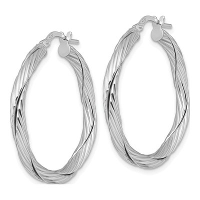 Sterling Silver 33mm Twisted Hoop Earrings – view 3