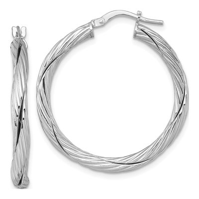 Sterling Silver 33mm Twisted Hoop Earrings