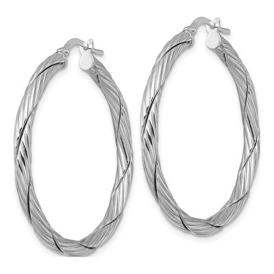 Sterling Silver 38mm Twisted Hoop Earrings – view 3