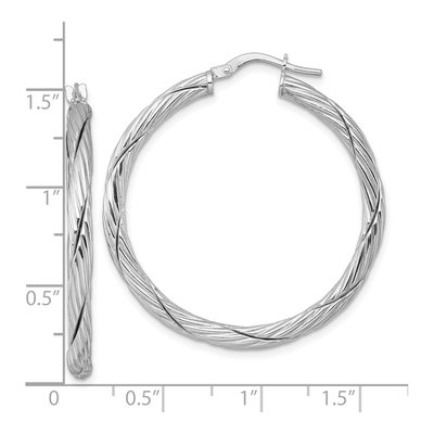 Sterling Silver 38mm Twisted Hoop Earrings – view 4