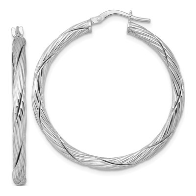 Sterling Silver 38mm Twisted Hoop Earrings