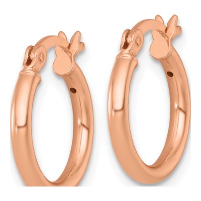 Rose Gold-Plated Sterling Silver 16mm Tone Round Tube Hoop Earrings – view 3