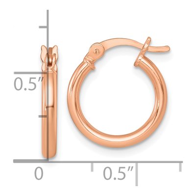 Rose Gold-Plated Sterling Silver 16mm Tone Round Tube Hoop Earrings – view 4