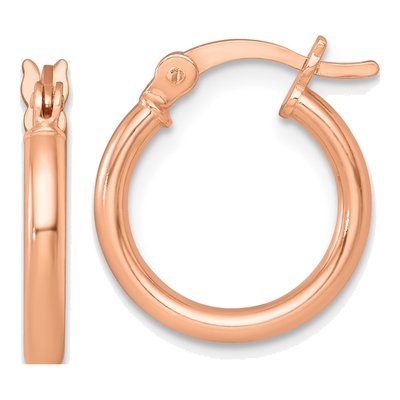 Rose Gold-Plated Sterling Silver 16mm Tone Round Tube Hoop Earrings
