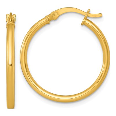 Gold-Plated Sterling Silver 26mm Round Tube Hoop Earrings