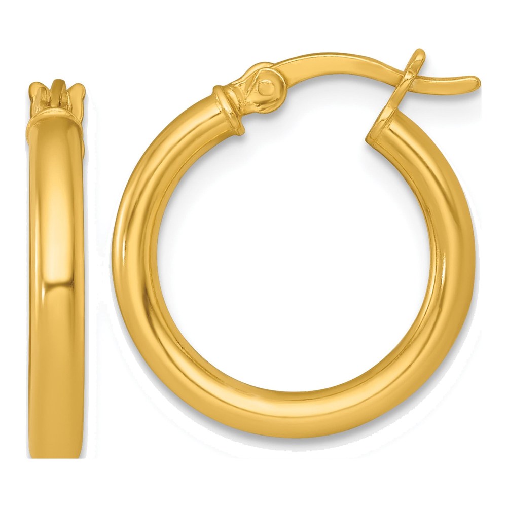 Sterling Silver Gold-Tone Polished 2.5mm X 18mm Round Tube Hoop Earrings