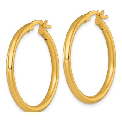 Gold-Plated Sterling Silver 31mm Round Tube Hoop Earrings – view 3