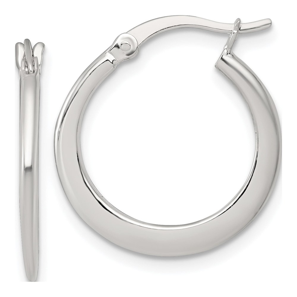 Sterling Silver Polished 20.0mm Tapered Round Hoop Earrings