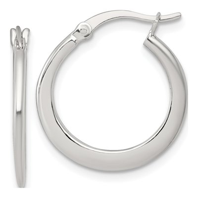 Sterling Silver 20mm Tapered Huggie Hoop Earrings