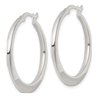 Sterling Silver 30mm Tapered Round Hoop Earrings – view 3