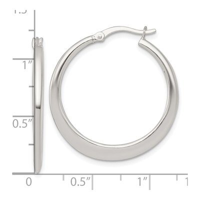 Sterling Silver 30mm Tapered Round Hoop Earrings – view 4