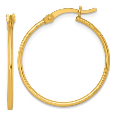Gold-Plated Sterling Silver 27mm Round Tube Hoop Earrings