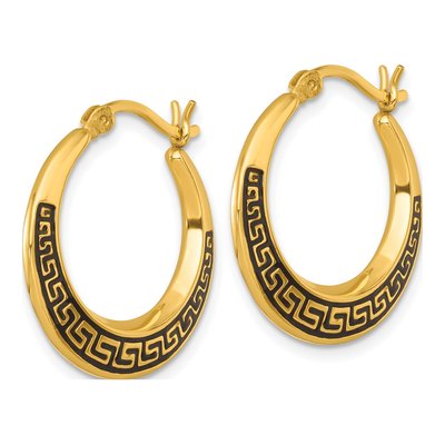 Gold-Plated Sterling Silver 23mm Greek Key Hoop Earrings – view 3
