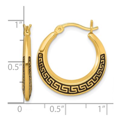 Gold-Plated Sterling Silver 23mm Greek Key Hoop Earrings – view 4