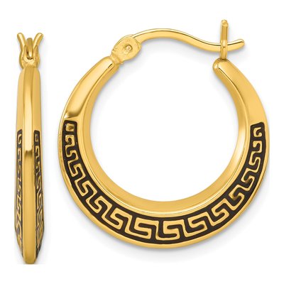 Gold-Plated Sterling Silver 23mm Greek Key Hoop Earrings