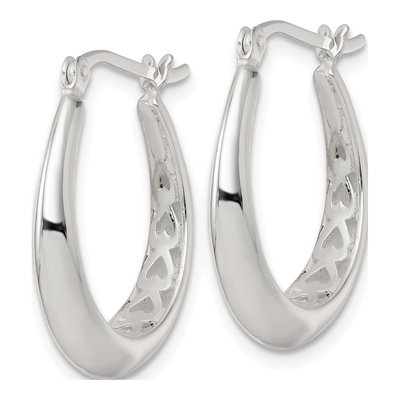 Sterling Silver 24mm Tapered Oval Hoop Earrings – view 3