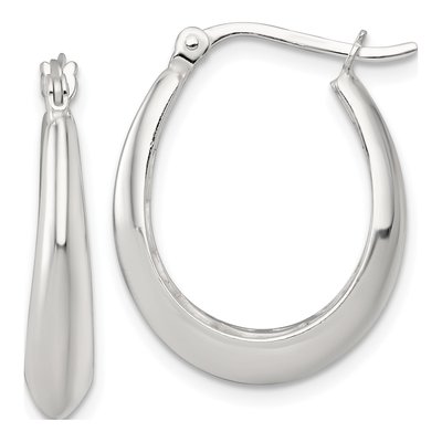 Sterling Silver 24mm Tapered Oval Hoop Earrings