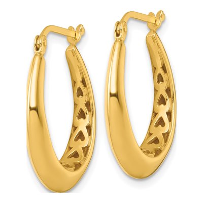 Gold-Plated Sterling Silver 24mm Tapered Oval Hoop Earrings – view 3