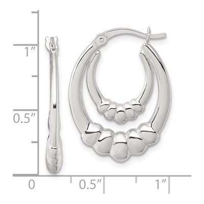 Sterling Silver Scalloped Double Oval Hoop Earrings – view 4